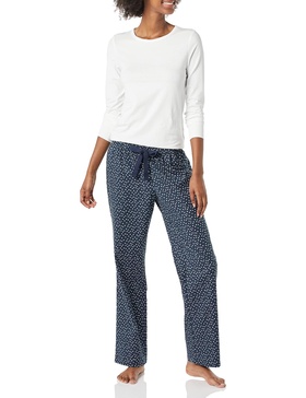 Amazon Essentials Women's Lightweight Flannel Pant and Long-Sleeve T-Shirt Sleep Set (Available in Plus Size)