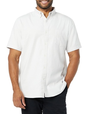 Amazon Essentials Men's Slim-Fit Short Sleeve Stretch Oxford Shirt with Pocket