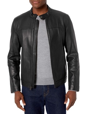 Cole Haan Men's Bonded Leather Moto Jacket