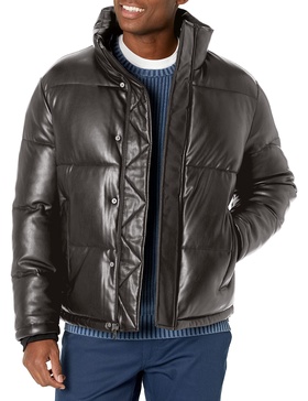 Calvin Klein Men's Classic Faux Leather Puffer