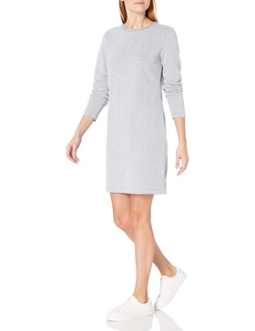 Amazon Essentials Women's Crewneck Long-Sleeve Fleece Above-The-Knee Dress