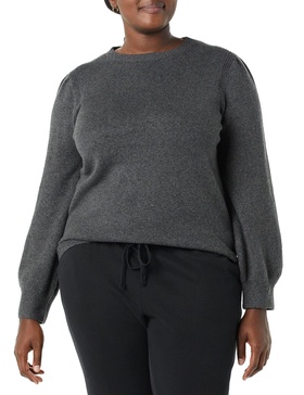 Amazon Essentials Women's Soft Touch Pleated Shoulder Crewneck Sweater