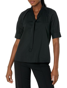 Anne Klein Women's Elbow-Length Puff Sleeve Blouse W/Neck Tie