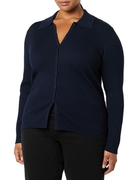 Amazon Essentials Women's Fine Gauge Stretch Polo Ribbed Cardigan (Previously Daily Ritual)