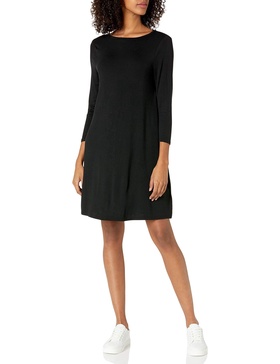 Amazon Essentials Women's 3/4 Sleeve Boat-Neck Dress (Available in Plus Size)