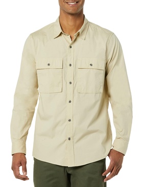 Amazon Essentials Men's Standard-Fit Long-Sleeve Two-Pocket Utility Shirt (Previously Goodthreads)