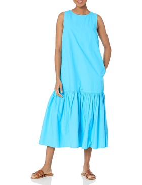 The Drop Women's Ilana Loose Sleeveless Wide-Hem Poplin Maxi Dress