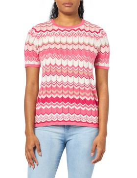 Anne Klein Women's Chevron Stitch Cap Sleeve Crew Neck