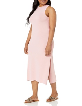 The Drop Women's Gabriela High Neck Cut-in A-line Side-Slit Maxi Sweater Dress