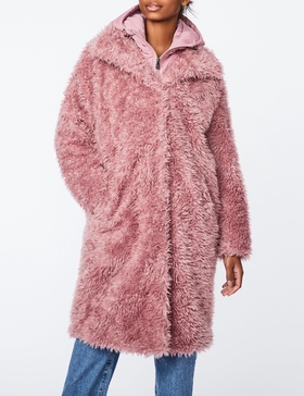 hooded fur coat