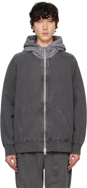 Gray Garment Dye Cotton Jersey Hoodie