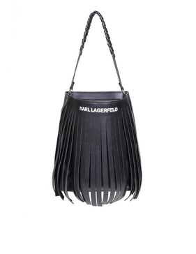 Karl Lagerfeld K/Fringe Logo Detailed Hobo Bag