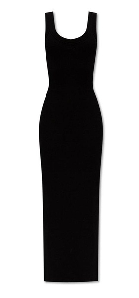 Brand-embossed slim-fit stretch-cotton maxi dress