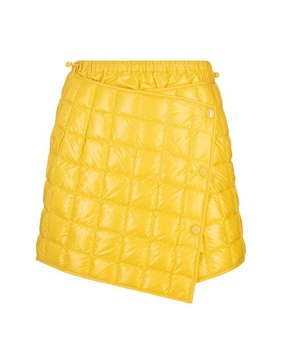 Yellow Quilted Finish Asymmetric Skirt