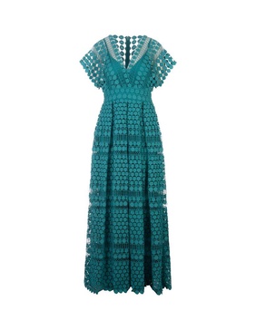 Elie Saab Macrame V-Neck Maxi Dress