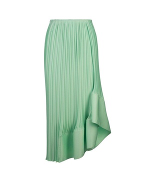 Lanvin Pleated Asymmetric-Hem Maxi Skirt