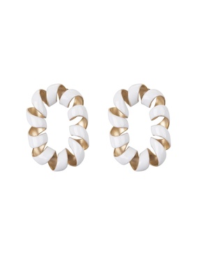 White Enamelled Brass Earrings