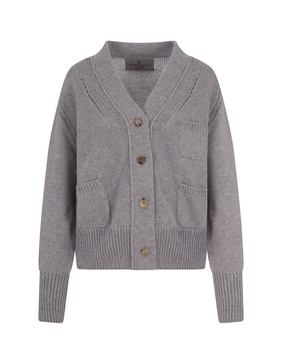 Oversized Cardigan In Grey Cashmere