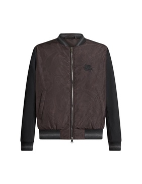 Black Paisley Bomber Jacket With Logo