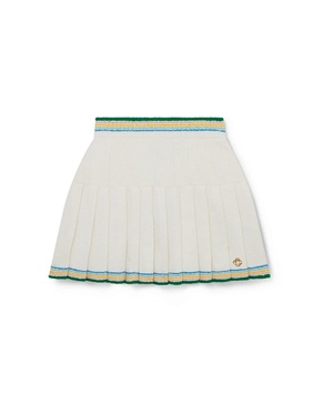 White Bouclé Pleated Mini Skirt