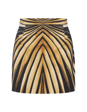 Ray Of Gold Print Silk Mini Skirt