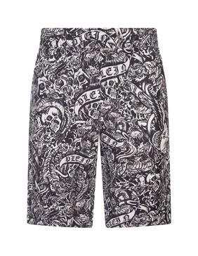 Philipp Plein Tattoo-Printed Knee-Length Shorts