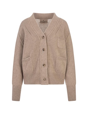 Oversized Cardigan In Sand Cashmere