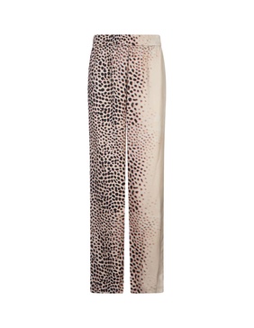 Light Beige Trousers With Leopard Pattern