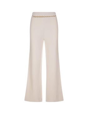 White Wide Leg Trousers With Belt