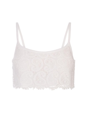 Ivory Paisley Macramé Crop Top