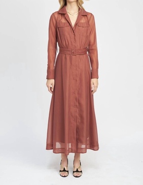 claudette maxi shirt dress in ruby