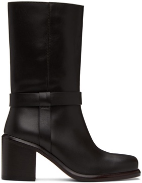 Brown Square Toe Biker Boots