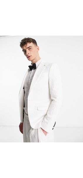 Twisted Tailor makowski jacquard suit jacket in blanc