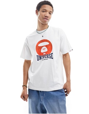 Aape By A Bathing Ape boxy fit short sleeve T-shirt with front graphic in white