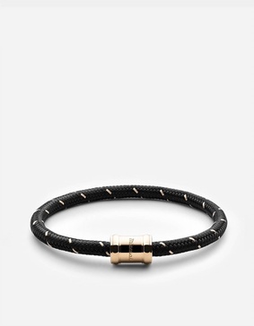 women's mini single rope casing bracelet in black/gold