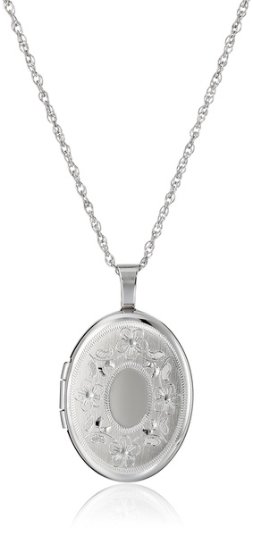 Amazon Essentials Oval Hand Engraved Locket Necklace, 18", (previously Amazon Collection)