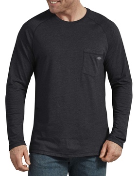 Dickies mens Temp-iq Performance Cooling Long Sleeve T-shirt Big-tall T Shirt, Knit Black Heather, Large Tall US