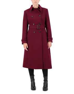 Cole Haan Women's Flared Trench Slick Wool Coat