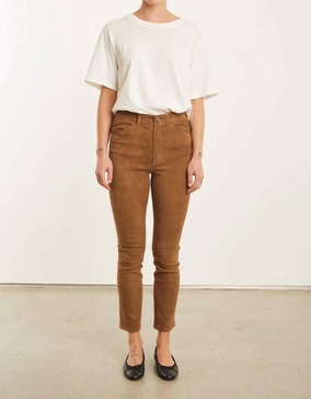 5 pocket ankle pants in dark cognac