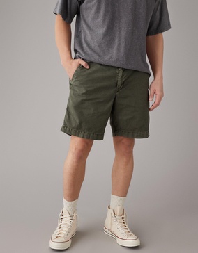 ae flex 9" weekend linen-blend short