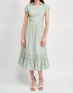 alora wrap midi dress in seafoam green