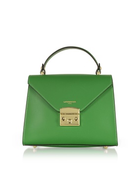 Peggy Leather Top Handle Satchel Bag - Green