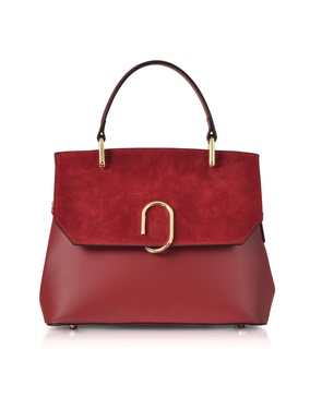 Thais Suede & Leather Red Satchel Bag - red