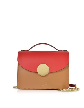 New Ondina Color Block Flap Top Leather Satchel Bag