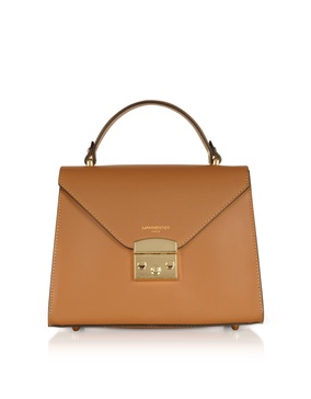 Peggy Leather Top Handle Satchel Bag - Brown