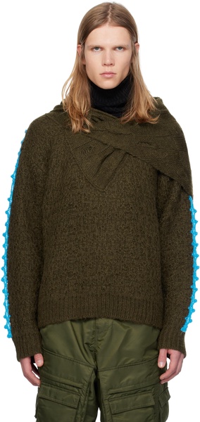 Khaki Arelin Shawl Layered Sweater