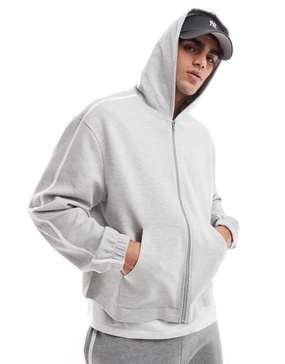 ASOS DESIGN oversized zip through hoodie in light gray