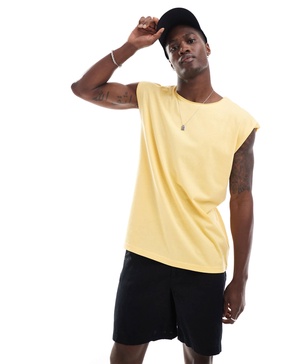 Brave Soul raw edge tank top in pineapple yellow