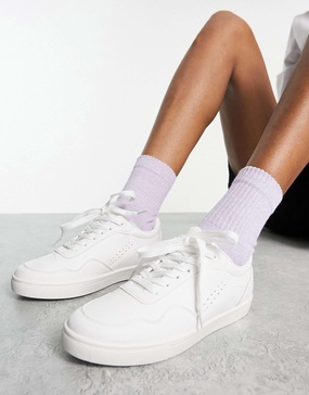 London Rebel paneled lace up sneakers in white