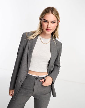 Pull&Bear oversized blazer in charcoal gray - part of a set